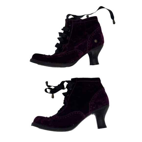 Women's Neosens Purple Velvet, Gothic, Fairy Core ,witch, Ankle Booties size 9 - Picture 4 of 16